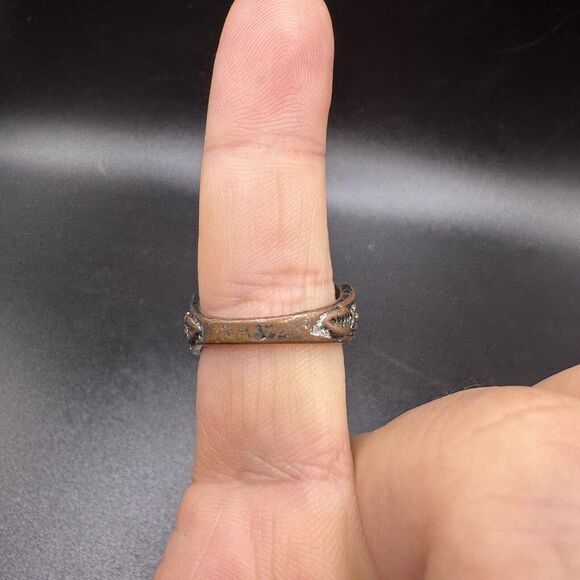 Vintage 925 Silver Ring Mushrooms Stars Plants And Flowers Hippie Y2K Style - Picture 4 of 6